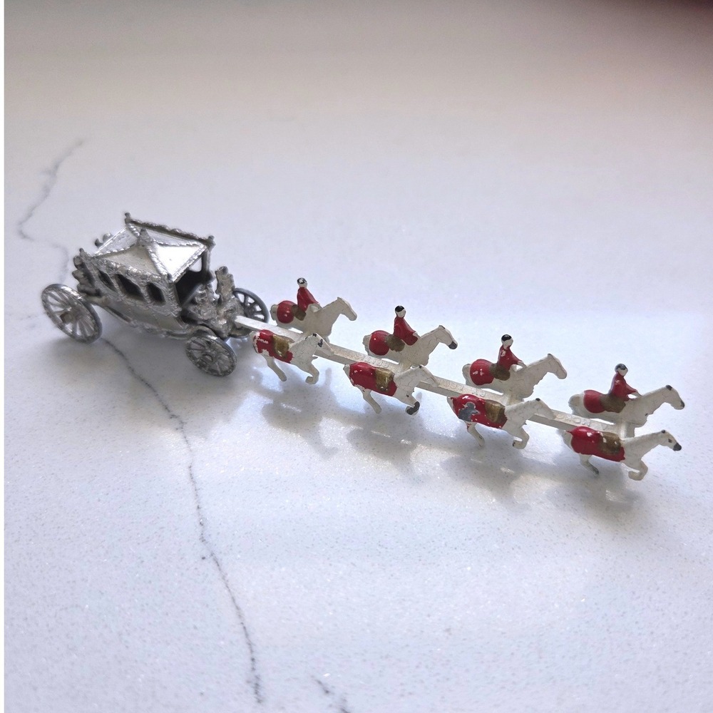 VTG 1953 Lesney Moko Toy Coronation Coach Silver Carriage Horses British Made